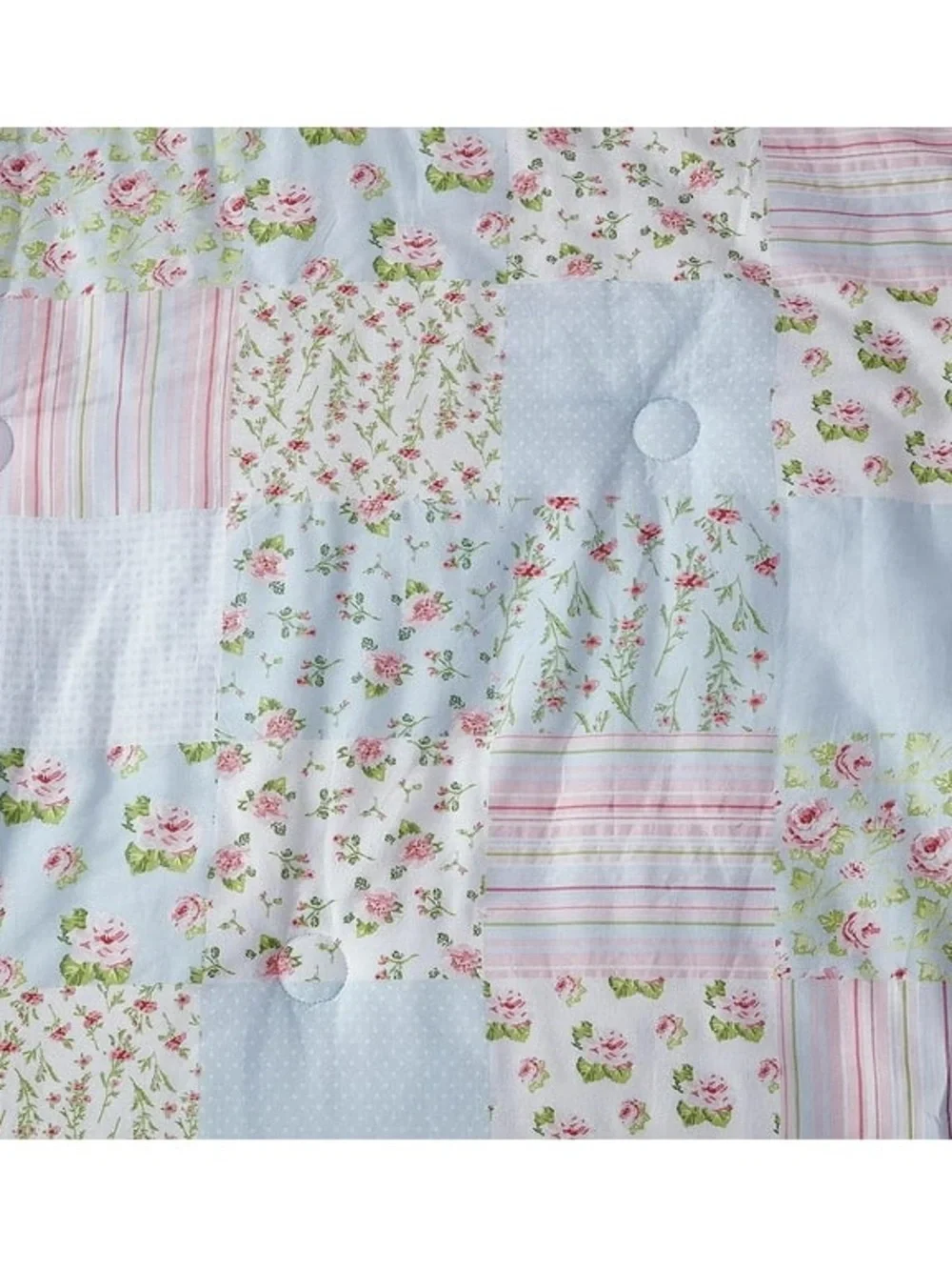 Light Blue Floral Patchwork Full size 100% cotton 3 piece Comforter Set